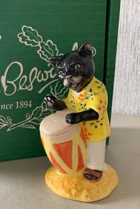 BESWICK CAT CALYPSO DRUMMER MUSICIAN GLOSS MODEL CC2 PERFECT BOXED - Picture 1 of 8