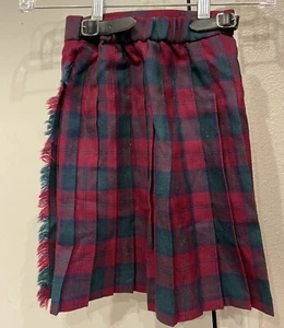 VTG Highland Kilts And Pin Wool Kilt Made In Scotland Maroon Toddler Size 4 - Picture 1 of 3