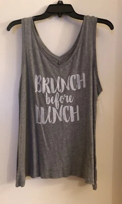 Roupa de dormir cinza brunch antes do almoço regata feminina tamanho M - Imagem 1 de 4