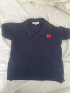 Boy Comme Des Garcons Play Kids Heart Patch Polo Shirt Size 6 - Picture 1 of 4