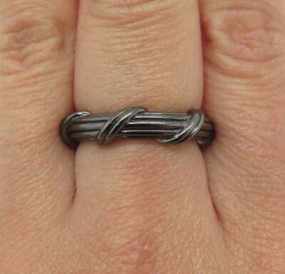 Anillo banda modernista rodio negro plata esterlina 925 Peter Thomas Roth talla 7 Foto 1 de 4