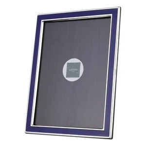 CATORS Silver - Blue Enamel Hallmarked Sterling Silver Photo / Picture Frame 6x4 - Picture 1 of 6