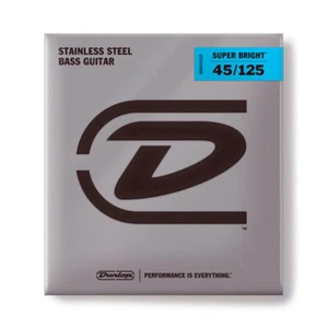Dunlop DBSBS45125 Set di 5 corde in acciaio inox super luminoso 45-125 corde basso - Foto 1 di 12