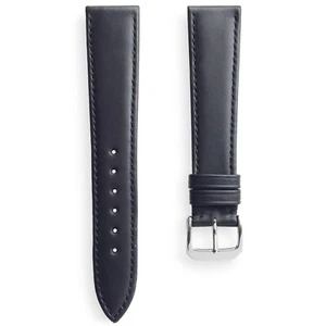 17mm Black Italian Toscana Smooth Leather Watch Band Strap Remborde Match Stitch - Picture 1 of 5