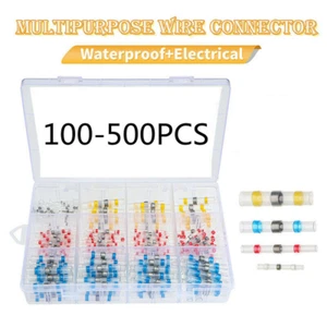 500/100x Waterproof Solder Seal Sleeve Heat Shrink Butt Wire Connector Terminals - Picture 1 of 16