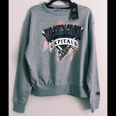 Adidas Vintage Washington Capitals Logo NHL Men's Crewneck Sweatshirt Small NWT - Image 1 of 4