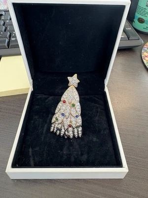 Broche árbol de Navidad Swarovski pavé retirado 1998 firma Foto 1 de 3