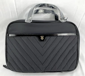Victoria's Secret Reise Kulturbeutel/Schminktasche weich V-Steppung mittelgroß schwarz neu mit Etikett - Bild 1 von 10