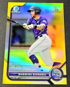 2022 Bowman Chrome 1st Yellow /75 Refractor Warming Bernabel Rookie #BCP-46 - Picture 1 of 2