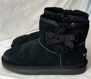 Koolaburra By Ugg Victoria Mini Boot Toddler Girl Size 12 Black Suede Faux Fur - Picture 1 of 9