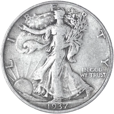 1937 (P) Walking Liberty Half Dollar Very Fine 90% Silver - Image 1 of 4