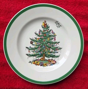 Platos de ensalada de árbol de Navidad Spode vintage hechos en Inglaterra 7 3/4" (juego de 4) ¡USADOS EN EXCELENTE ESTADO! - Imagen 1 de 8