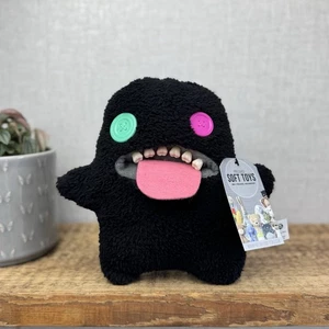 Fuggler Oogah Boogah Black Fleecy Fuggler - Button Eyes Tongue Out Funny Monster - Picture 1 of 4