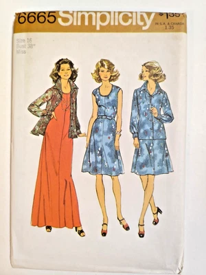 Simplicity 6665 Dress Shirt Jacket Sewing Pattern Ladies 16 UC VTG Long Short - Image 1 of 4