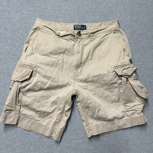 Polo Ralph Lauren Cargo Shorts Mens Size 35 Beige Khaki 9” Inseam Cargo Pockets - Picture 1 of 5