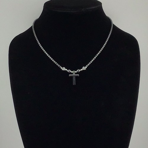 VETEMENTS Collana Croce Unisex Colore Gunmetal Streamline Dichiarazione Religiosa 15” Comoda