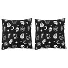  2 Pcs Skull Pattern Pillowslip Hand Decorative Pillowcase Black Cat Office Sofa
