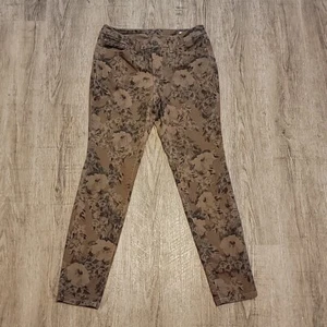 Code Blue Skinny Denim Jeans ~ Sz 8P ~ Mid Rise ~ Brown ~ Floral ~ 26.5" Inseam - Picture 1 of 6