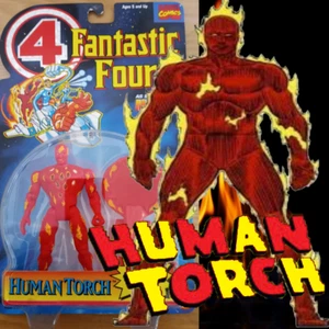 1994 Human Torch Toy Biz Figure EX with Flame-On Sparking Action! Fantastic Four - Picture 1 of 3