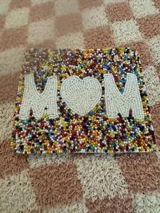 Beaded Solid “Mom” Makeup Pouch Or Accessory Pouch Brand New Anthropology - Picture 1 of 4