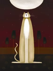 Poster stampa artistica Felino e quattro tulipani 15 3/4"x19 3/4" Jo Parry 15,75x19,75 - Foto 1 di 1