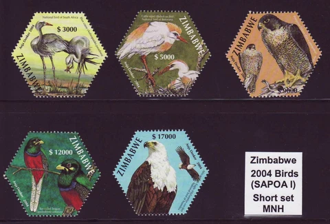 2004 Zimbabwe SAPOA Joint Issue Birds / Eagle Shorts Set MNH | Zimbabwe Cover