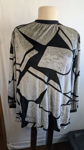 Top Canat Paris Vintage Años 80 Terciopelo Negro Y Gris Manga Larga Talla L - Imagen 1 de 6