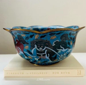 Vintage Fine Art Chinese Cloisonne Medium Bowl | Chinoiserie | - Picture 1 of 6
