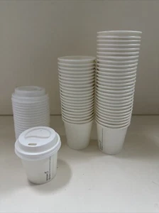 100pk 4oz - 120ml single wall PLA lined cup with white lids espresso baby chino - Picture 1 of 2