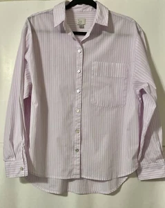 Women's A New Day Pink & White Striped Oversized Button Up Long Sleeve Shirt S - Picture 1 of 4