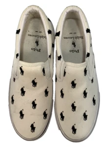 Men's POLO Ralph Lauren Keaton Allover Pony Canvas Slip on Sneaker sz 7 - Picture 1 of 5