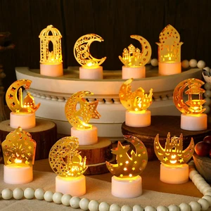 24Pcs Ramadan Mubarak Flameless LED Candles Lights Eid Mubarak Candle Star Moon - Picture 1 of 12