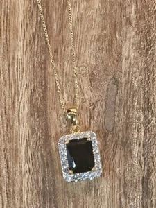 Halskette Smaragdschliff 4,0 kt natürlicher Amethyst Sterlingsilber mit Goldüberzug  - Bild 1 von 2