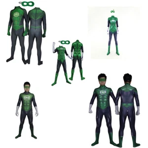 Green Lantern Jumpsuit Superhero Bodysuit Cosplay Costume Adult Kids Halloween - Picture 1 of 17