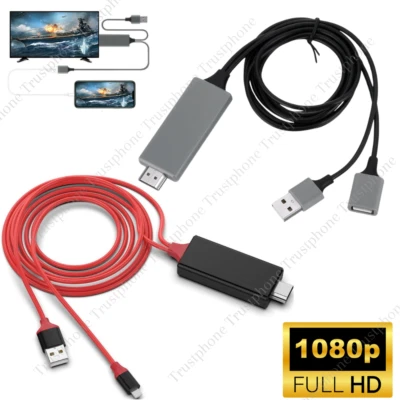 1080P HDMI Mirroring AV Cable for iPhone iPad Android Phone to TV HDTV Adapter - Image 1 of 4