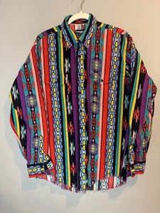 Pincelpopper Vintage Wrangler Años 80 90 Azteca Brillante Colorido 17-35 Vaquero Rodeo - Imagen 1 de 4