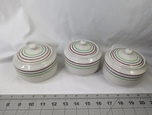 Buffalo China Restaurant Ware Rayas Vaso Tapa Rojo Gris Verde Lote de 3 - Imagen 1 de 13