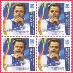 Greece Scarce Leonidas Sampanis Withdrawn 2004 Olympic Games Stamp Block Of 4 UM - Picture 1 of 1