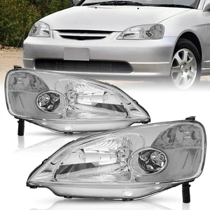 Juego de luces de montaje de faros transparentes cromados para Honda Civic 2001 2002 2003 - Imagen 1 de 7