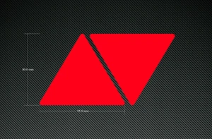 2 x RED FLUORESCENT TRIANGLE STICKERS 95mm x 80mm - WARNING - BIKES - VEHICLES - Picture 1 of 1