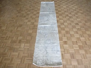 2'7 x 11'9 Runner Hand Knotted Gray Modern Abstract Oriental Rug G15409 - Picture 1 of 11