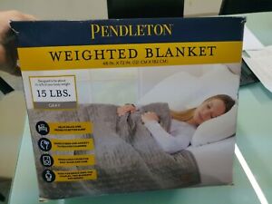 Pendleton Glass Beads Weighted Blanket 48"x72" Anxiety Stress Relief 15 lbs Gray