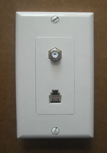 WAND DECORA COMBO TEL TELEFON TV KABEL KLINKE STECKDOSE WEISS - Bild 1 von 3