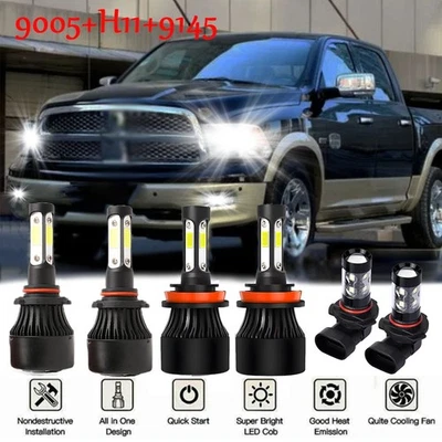 Para Dodge Ram 1500 2500 3500 2009 2010 2011 2012 6x faros LED + kits de bombillas antiniebla Foto 1 de 4