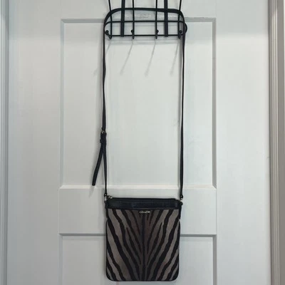 COACH Khaki/Brown Mahogany Zebra Tiger Stripe Crossbody Swing Bag Purse - Image 1 of 4