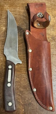 Cuchillo de hoja fija de perforación Booker 150T vintage Schrade Walden Old Timer ciervo EE. UU. Foto 1 de 4