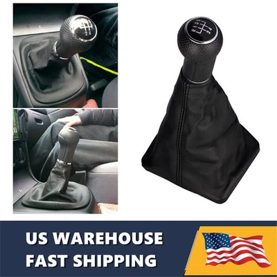 Manual Gear Shift Knob 5 Speed with Boot Black For VW Volkswagen Jetta 2002-2012 - Image 1 of 4