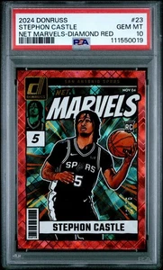 2024 PANINI DONRUSS NET MARVELS DIAMOND RED #23 STEPHON CASTLE ROOKIE /75 PSA 10 - Picture 1 of 2