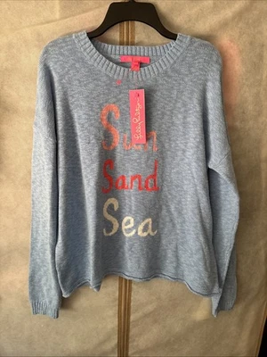 NWT LILLY PULITZER Pippy Sweater Blue Peri Sun Sand Sea Intarsia Large - Image 1 of 4