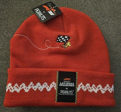 Formula 1 Las Vegas Peanuts Official Red Beanie Hat Snoopy Woodstock Racing NEW! - Image 1 of 4